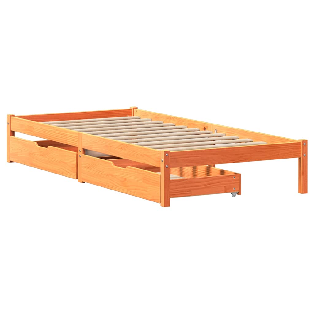 viaszbarna tömör fenyőfa ágy matrac nélkül 90 x 190 cm