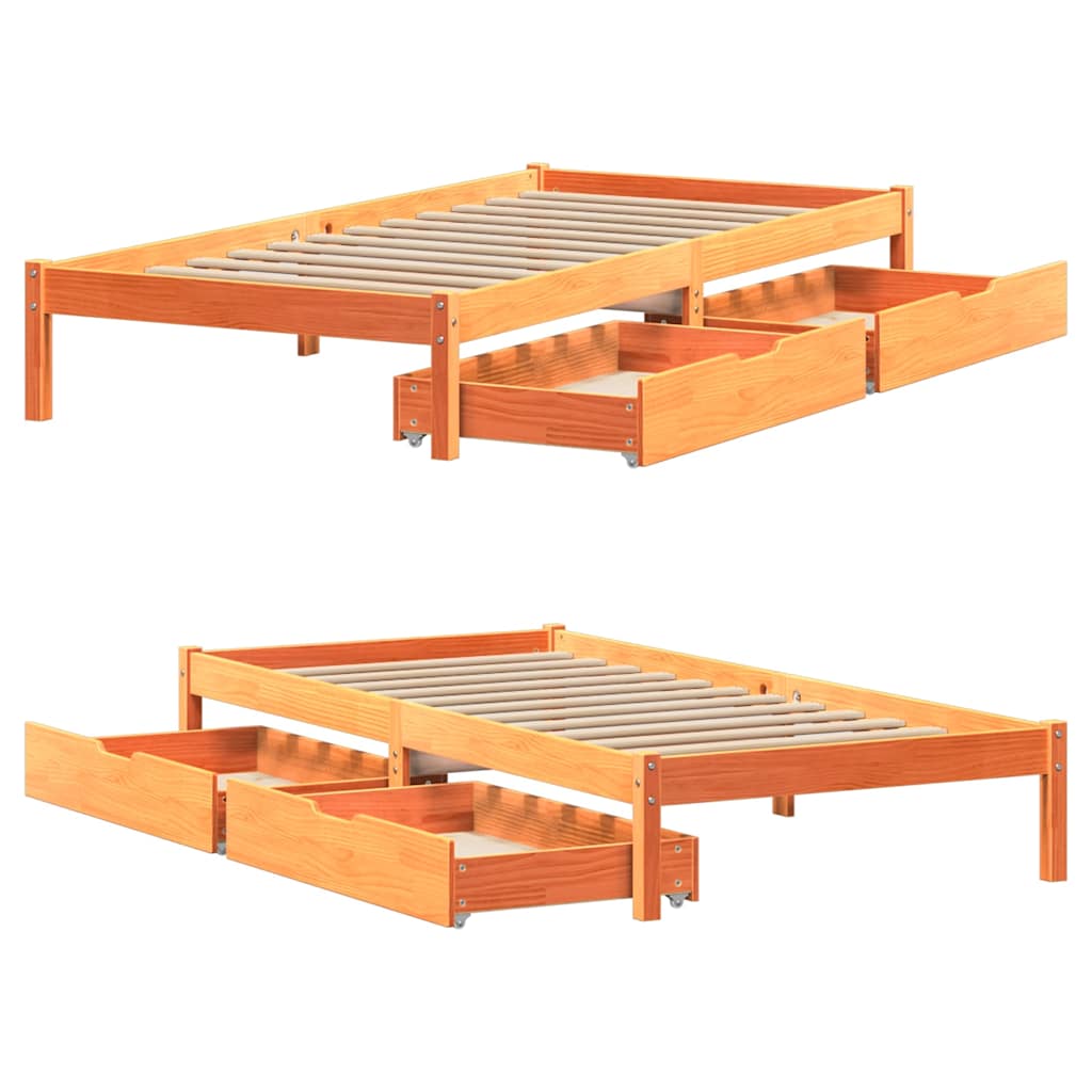 viaszbarna tömör fenyőfa ágy matrac nélkül 90 x 190 cm