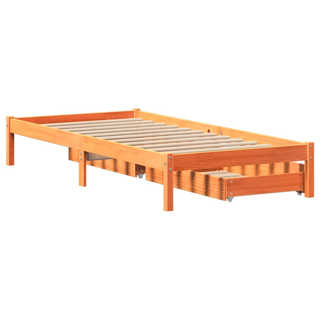 viaszbarna tömör fenyőfa ágy matrac nélkül 100 x 200 cm
