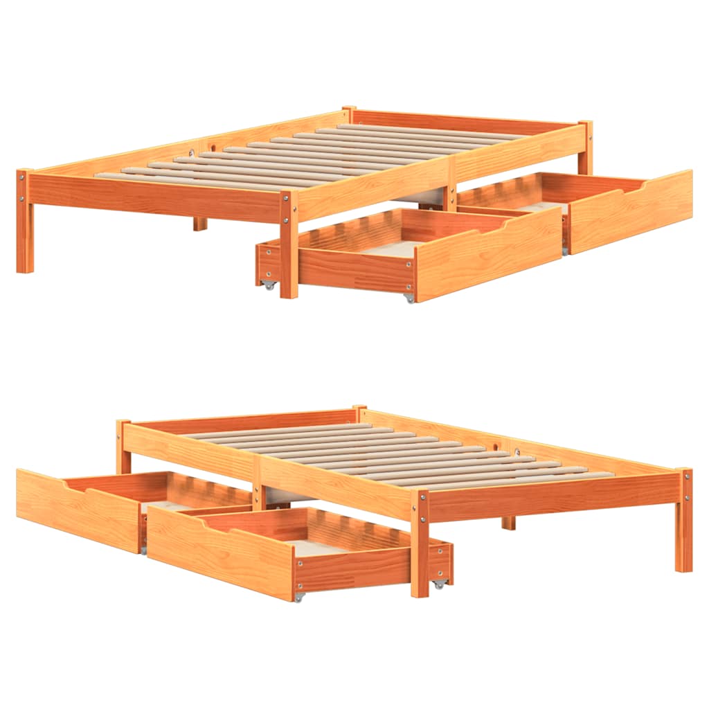 viaszbarna tömör fenyőfa ágy matrac nélkül 100 x 200 cm
