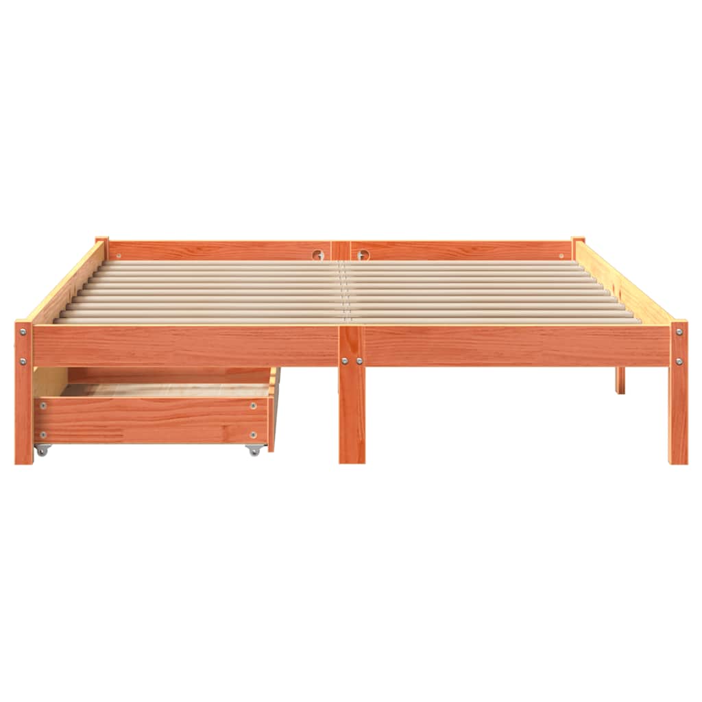 viaszbarna tömör fenyőfa ágy matrac nélkül 160 x 200 cm