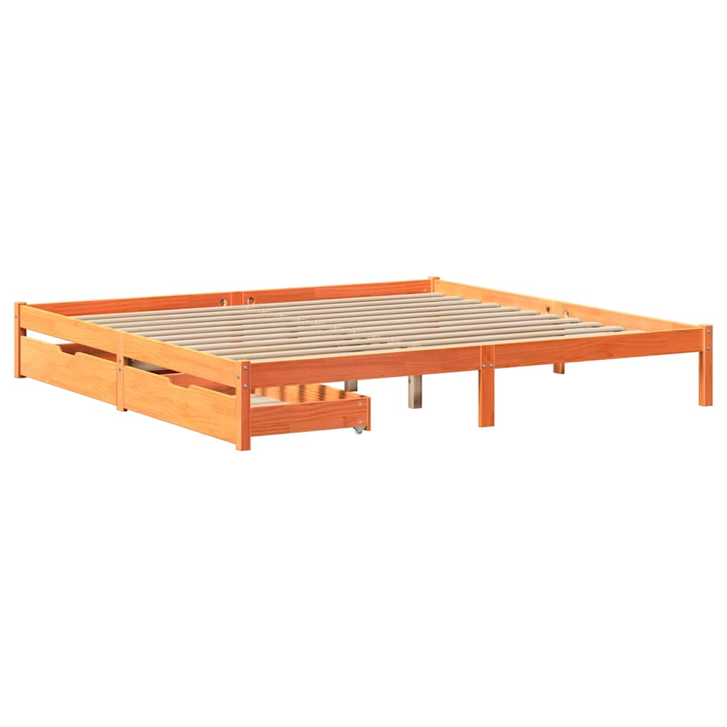 viaszbarna tömör fenyőfa ágy matrac nélkül 200 x 200 cm