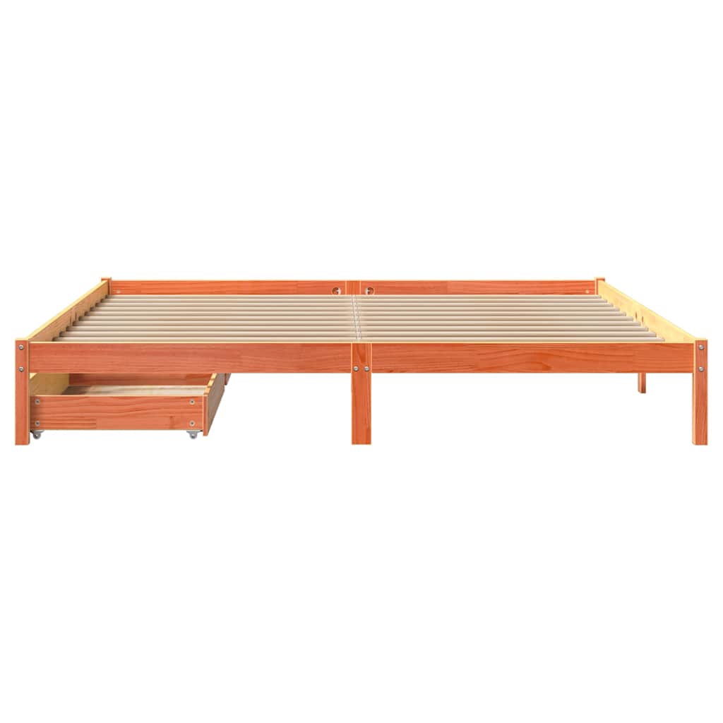 viaszbarna tömör fenyőfa ágy matrac nélkül 200 x 200 cm