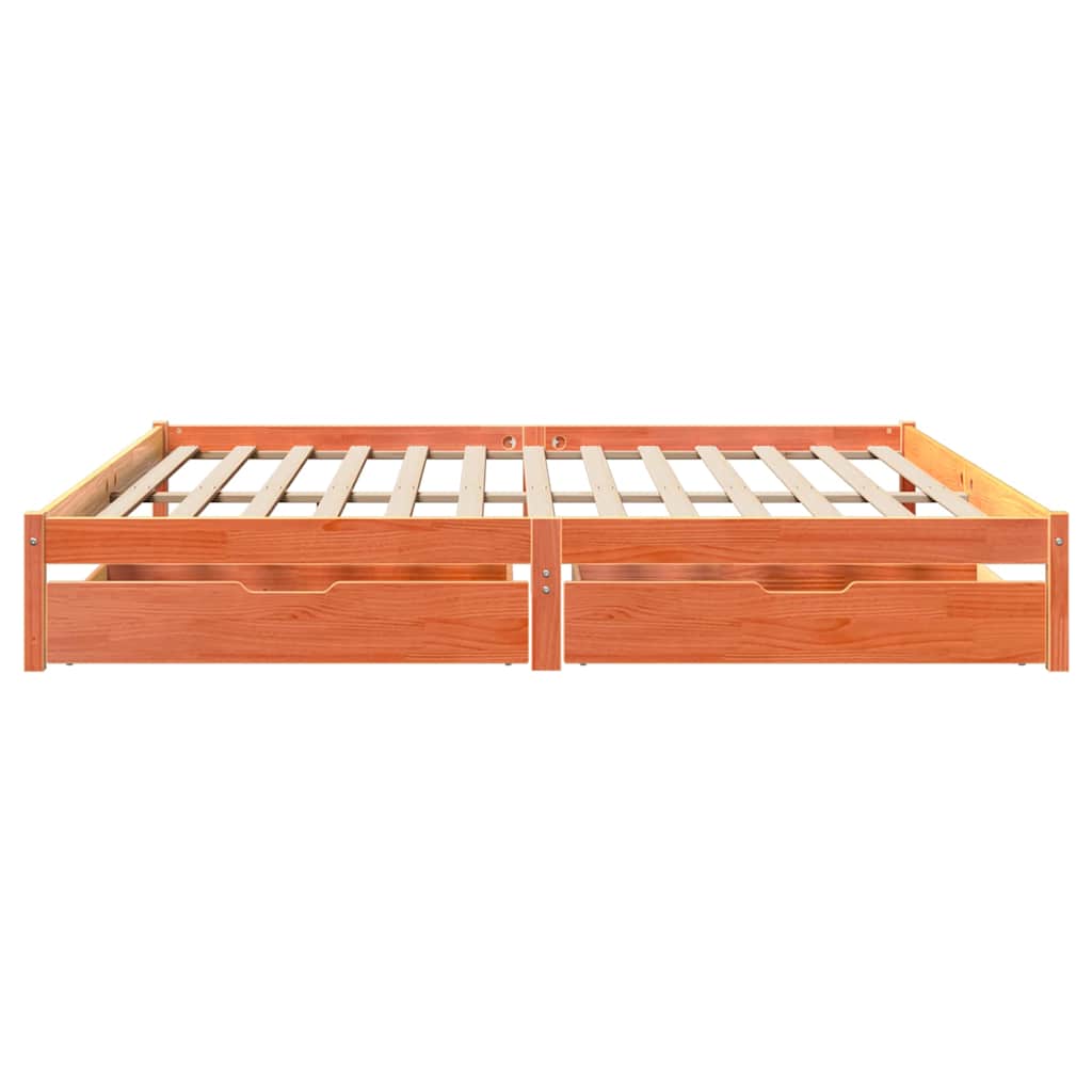 viaszbarna tömör fenyőfa ágy matrac nélkül 200 x 200 cm