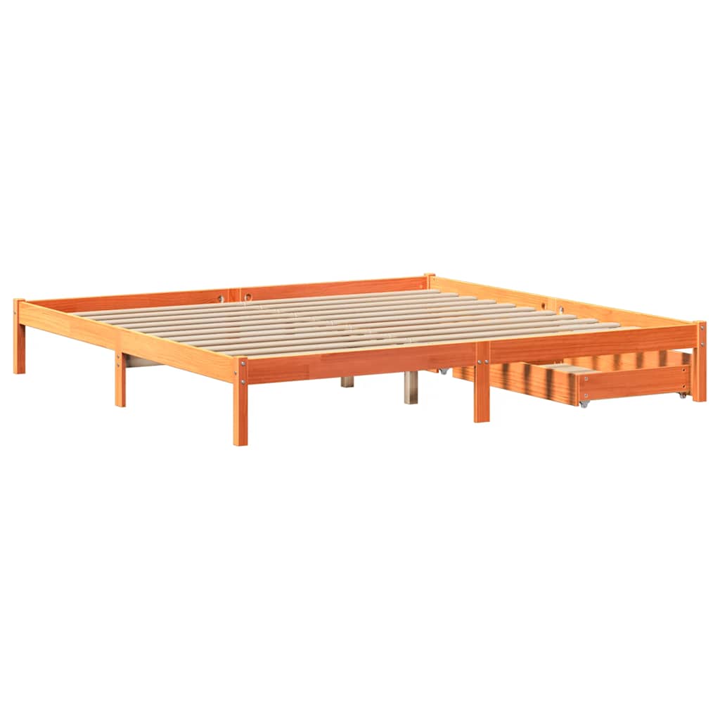 viaszbarna tömör fenyőfa ágy matrac nélkül 200 x 200 cm
