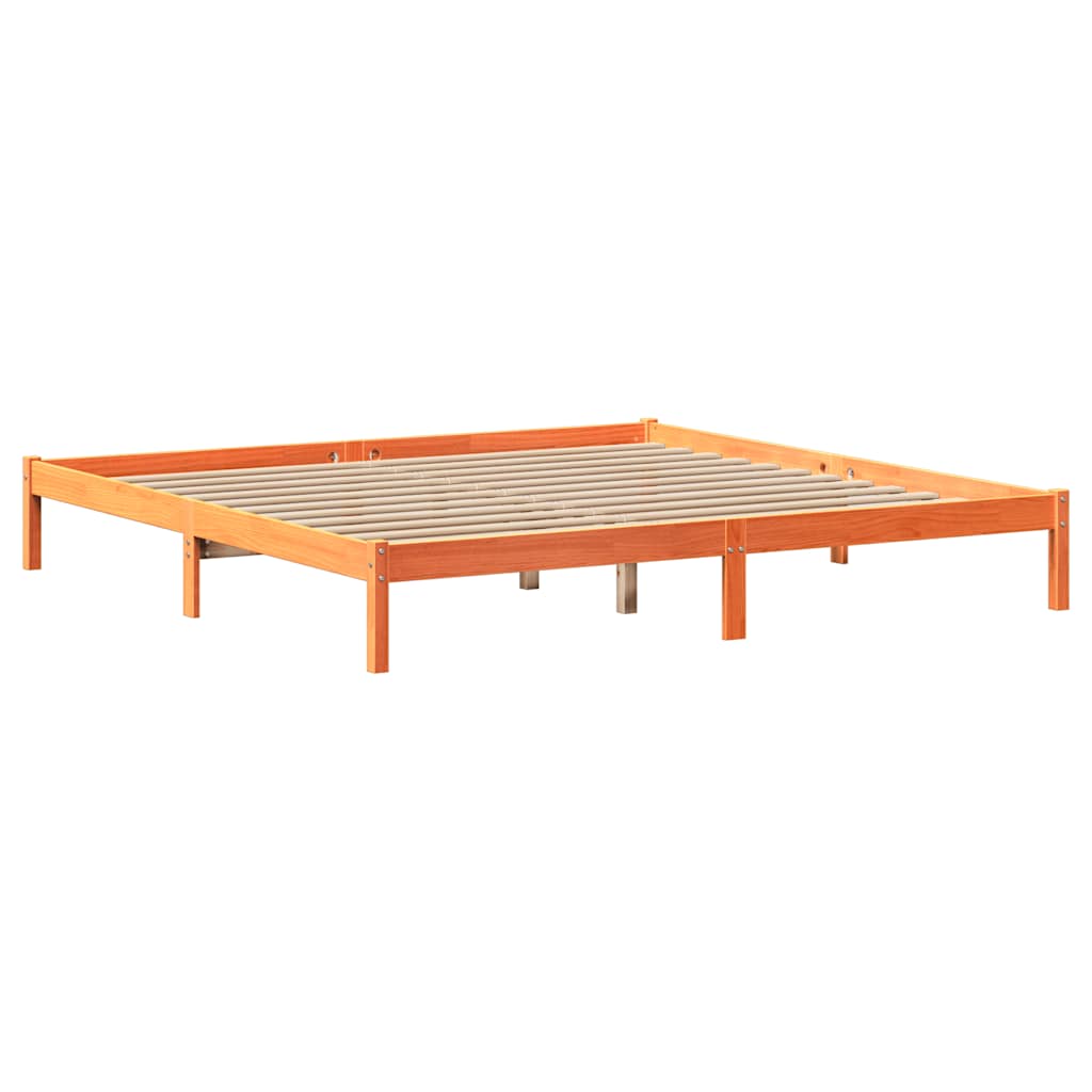 viaszbarna tömör fenyőfa ágy matrac nélkül 200 x 200 cm