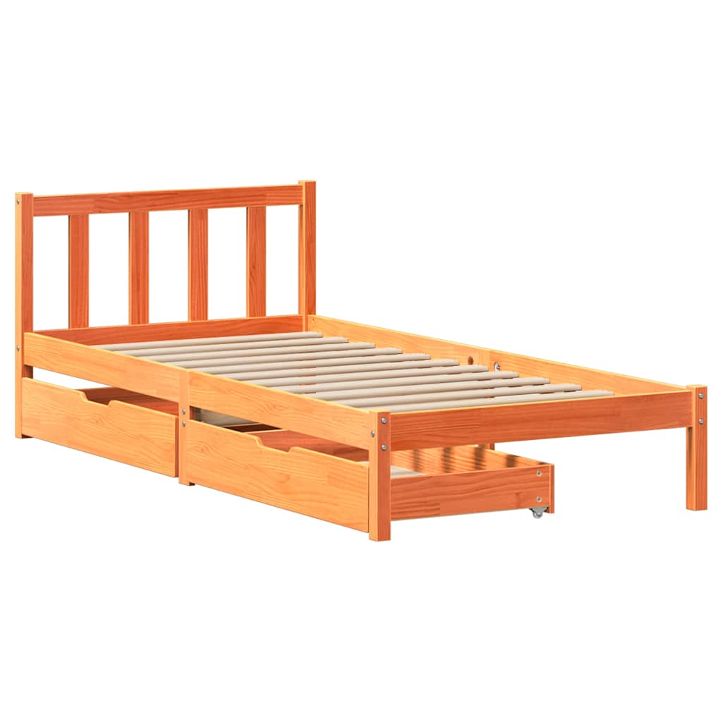 viaszbarna tömör fenyőfa ágy matrac nélkül 100 x 200 cm