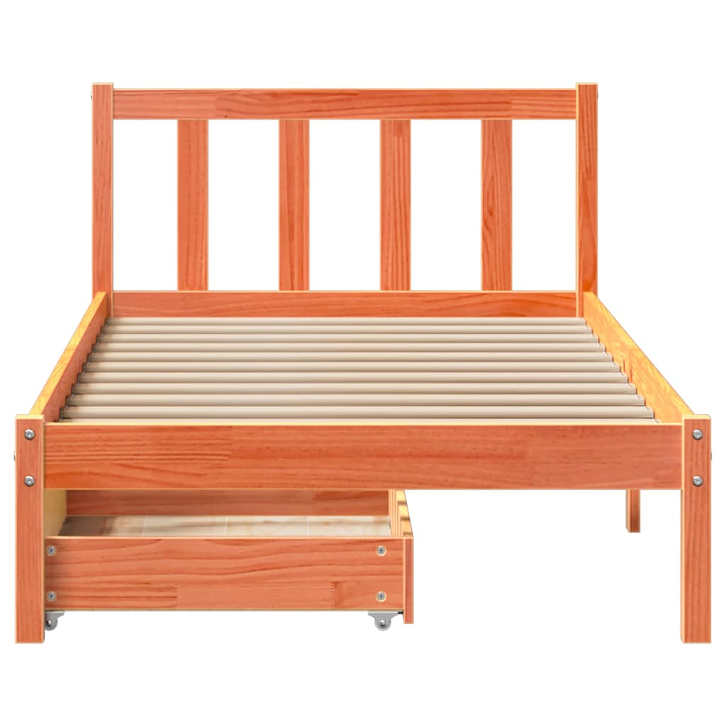 viaszbarna tömör fenyőfa ágy matrac nélkül 100 x 200 cm