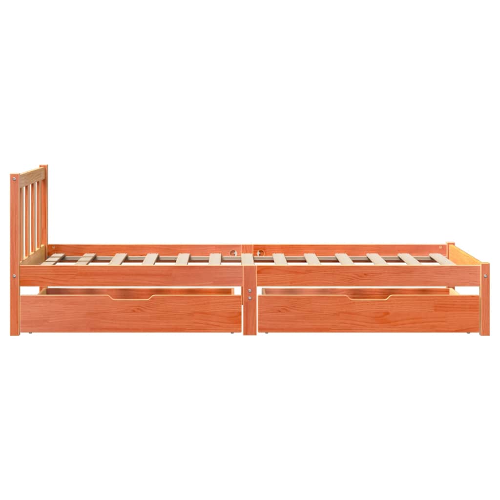 viaszbarna tömör fenyőfa ágy matrac nélkül 100 x 200 cm