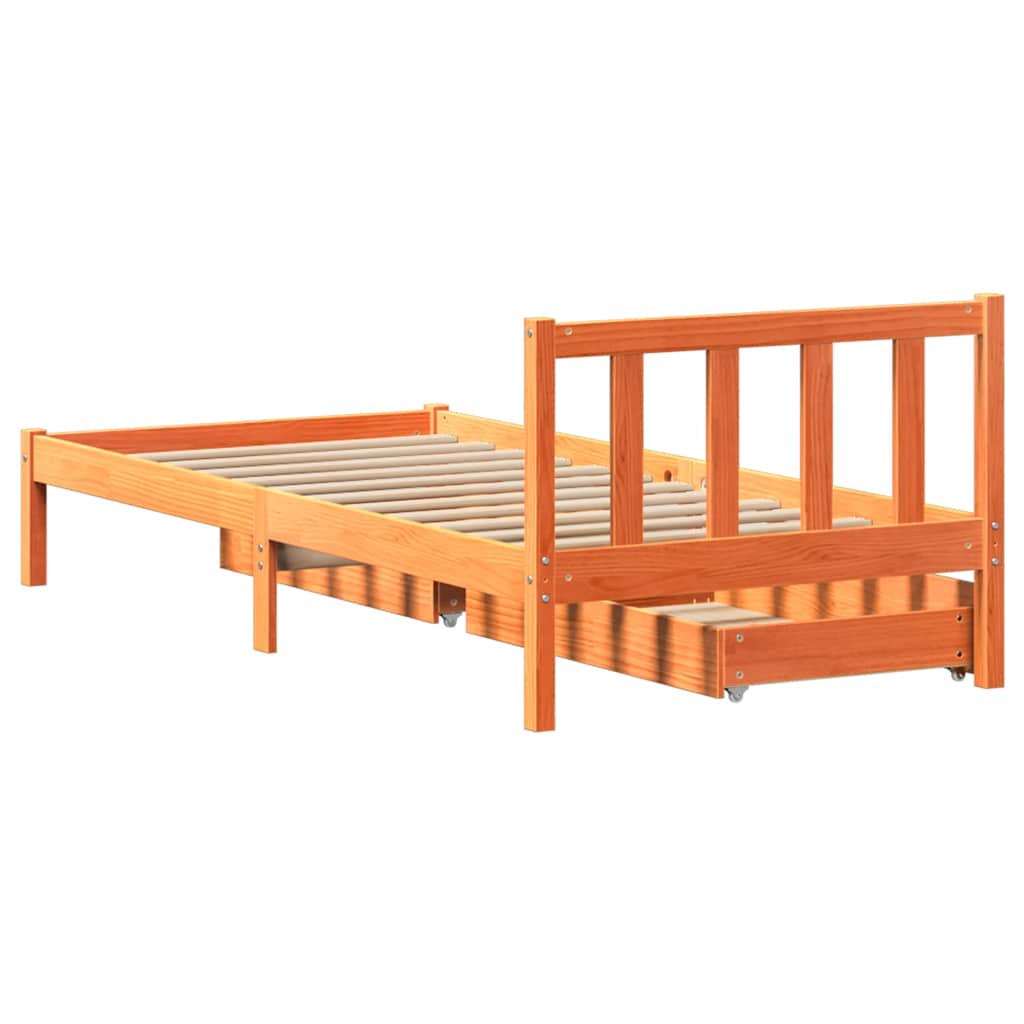 viaszbarna tömör fenyőfa ágy matrac nélkül 100 x 200 cm
