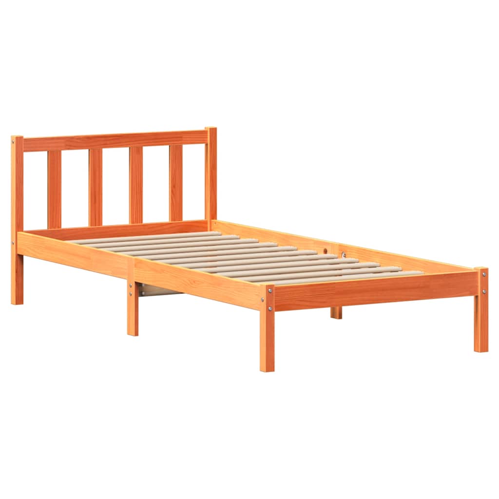 viaszbarna tömör fenyőfa ágy matrac nélkül 100 x 200 cm