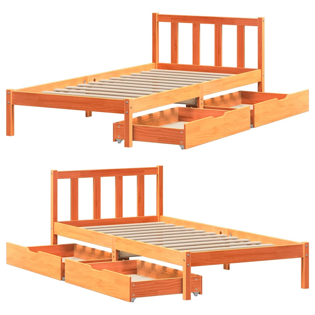 viaszbarna tömör fenyőfa ágy matrac nélkül 100 x 200 cm