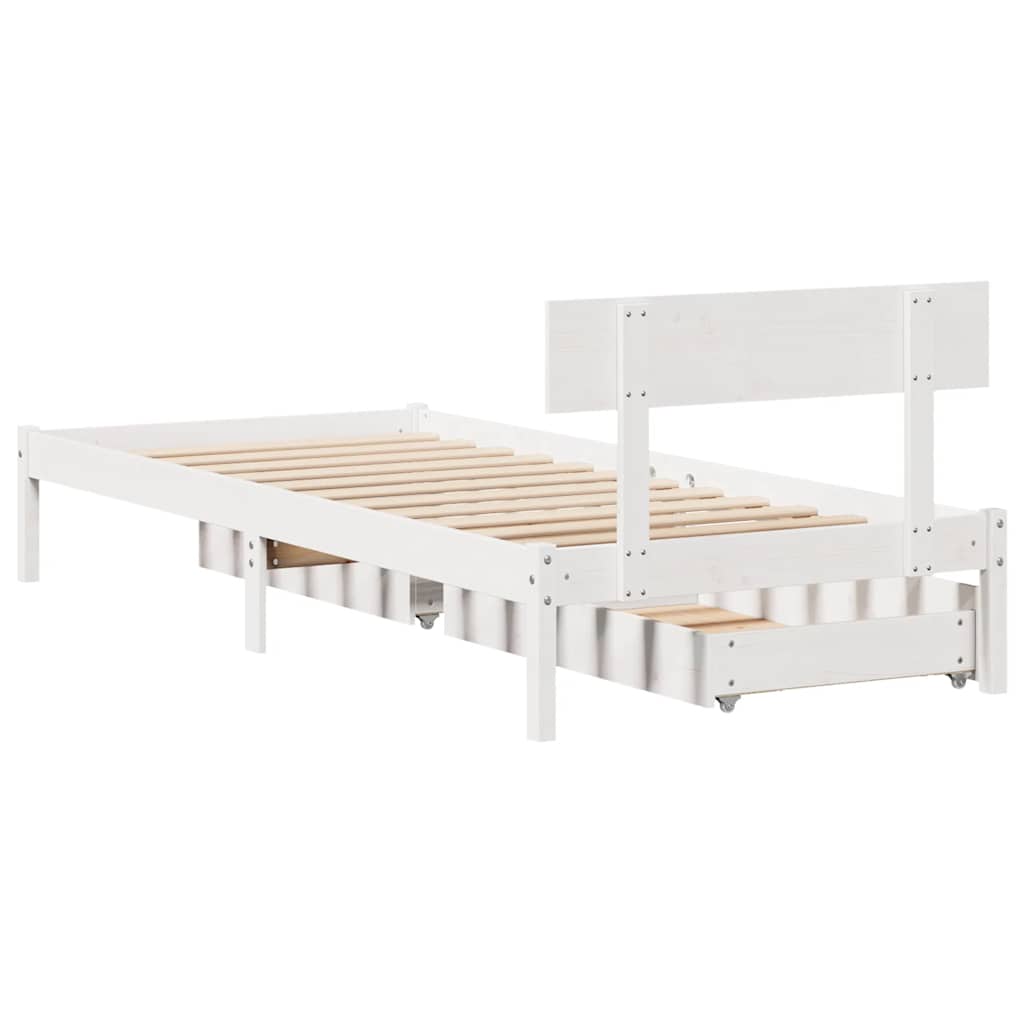 fehér tömör fenyőfa ágy matrac nélkül 75 x 190 cm