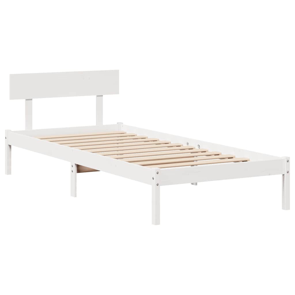 fehér tömör fenyőfa ágykeret matrac nélkül 90 x 190 cm