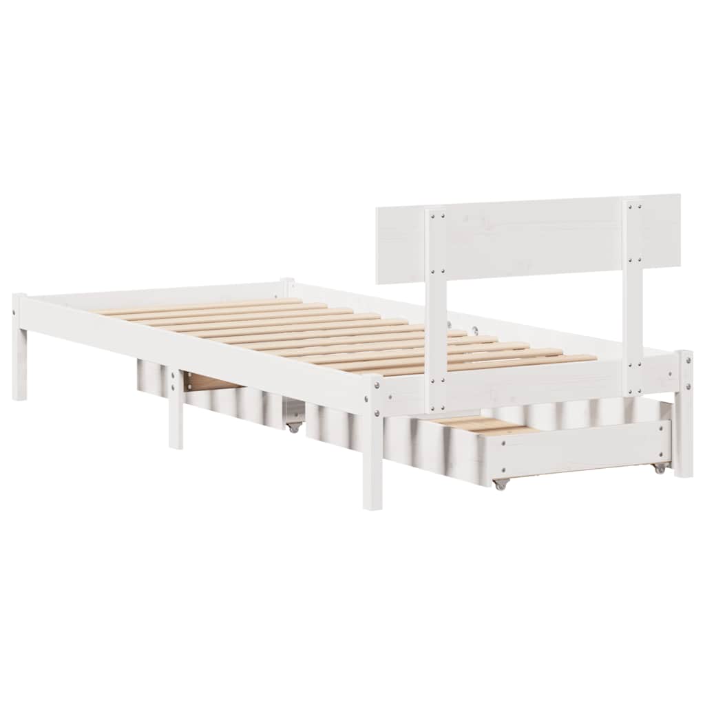 fehér tömör fenyőfa ágy matrac nélkül 90 x 200 cm
