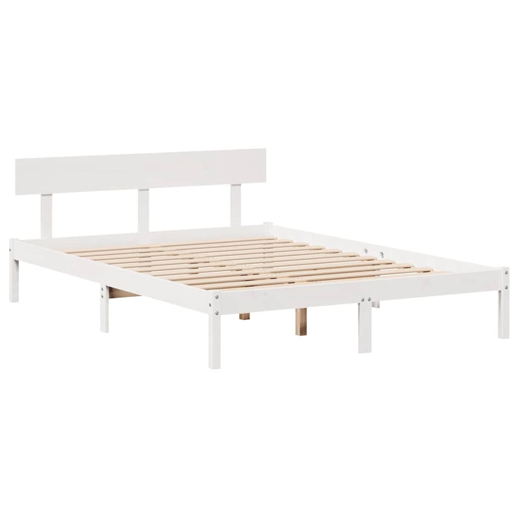 fehér tömör fenyőfa ágy matrac nélkül 150 x 200 cm