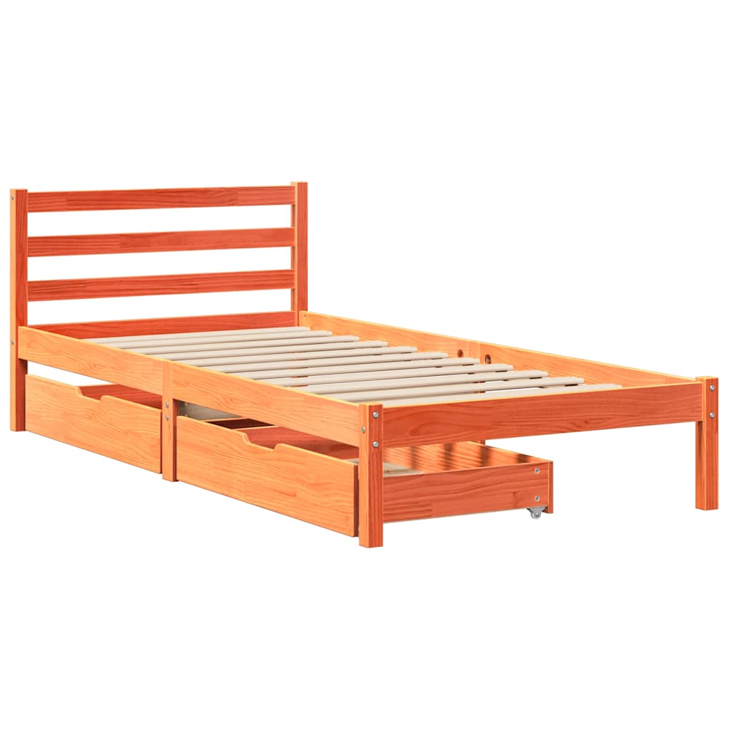 viaszbarna tömör fenyőfa ágy matrac nélkül 90 x 190 cm