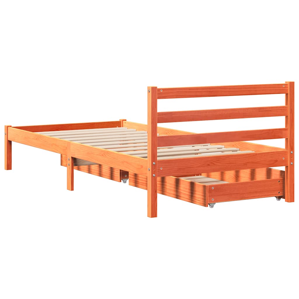 viaszbarna tömör fenyőfa ágy matrac nélkül 90 x 190 cm