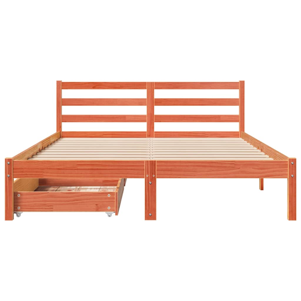 viaszbarna tömör fenyőfa ágy matrac nélkül 120 x 190 cm