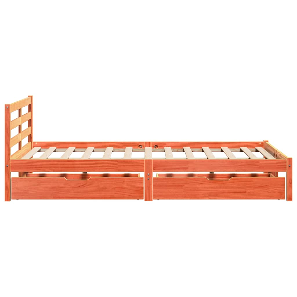 viaszbarna tömör fenyőfa ágy matrac nélkül 120 x 190 cm