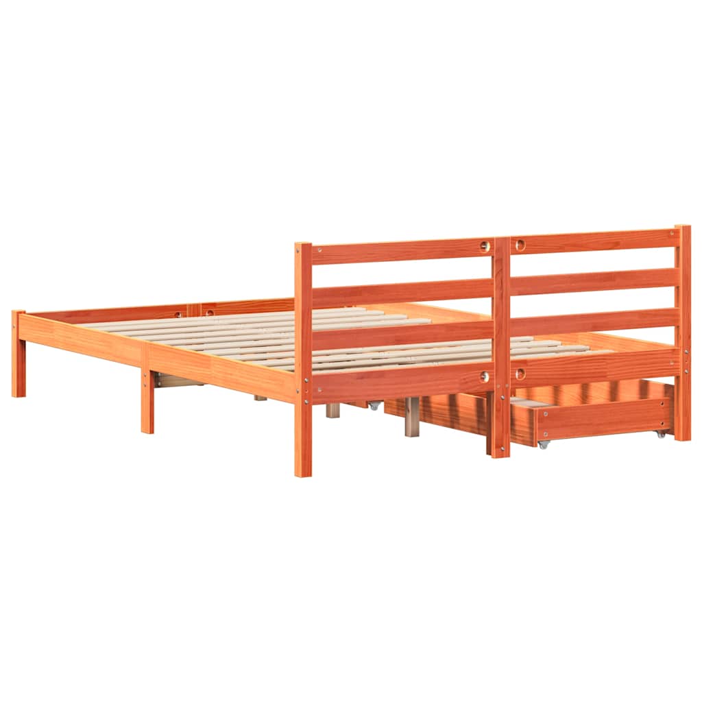 viaszbarna tömör fenyőfa ágy matrac nélkül 120 x 190 cm