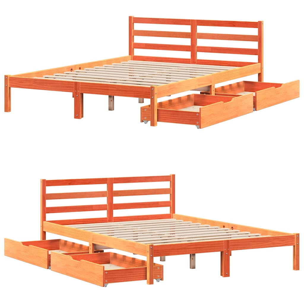 viaszbarna tömör fenyőfa ágy matrac nélkül 120 x 190 cm