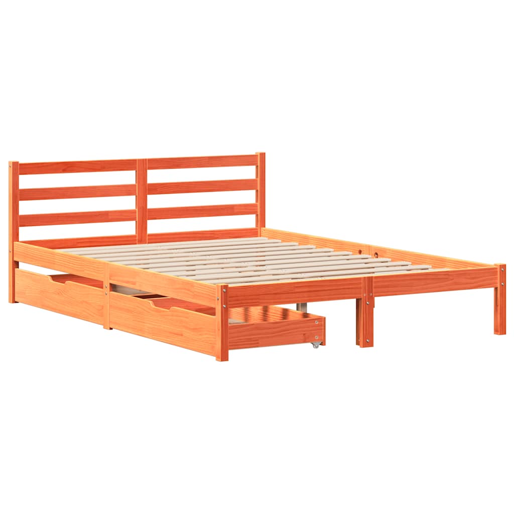 viaszbarna tömör fenyőfa ágy matrac nélkül 150 x 200 cm