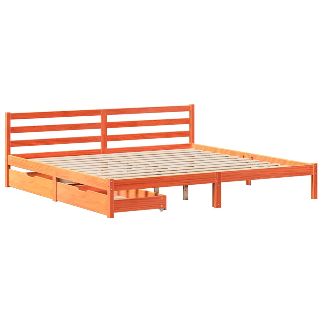 viaszbarna tömör fenyőfa ágy matrac nélkül 200 x 200 cm