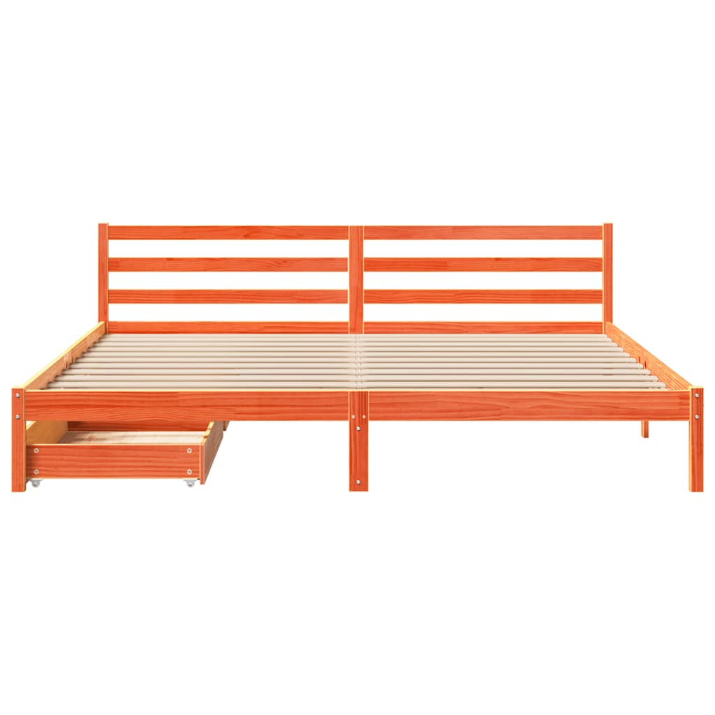 viaszbarna tömör fenyőfa ágy matrac nélkül 200 x 200 cm