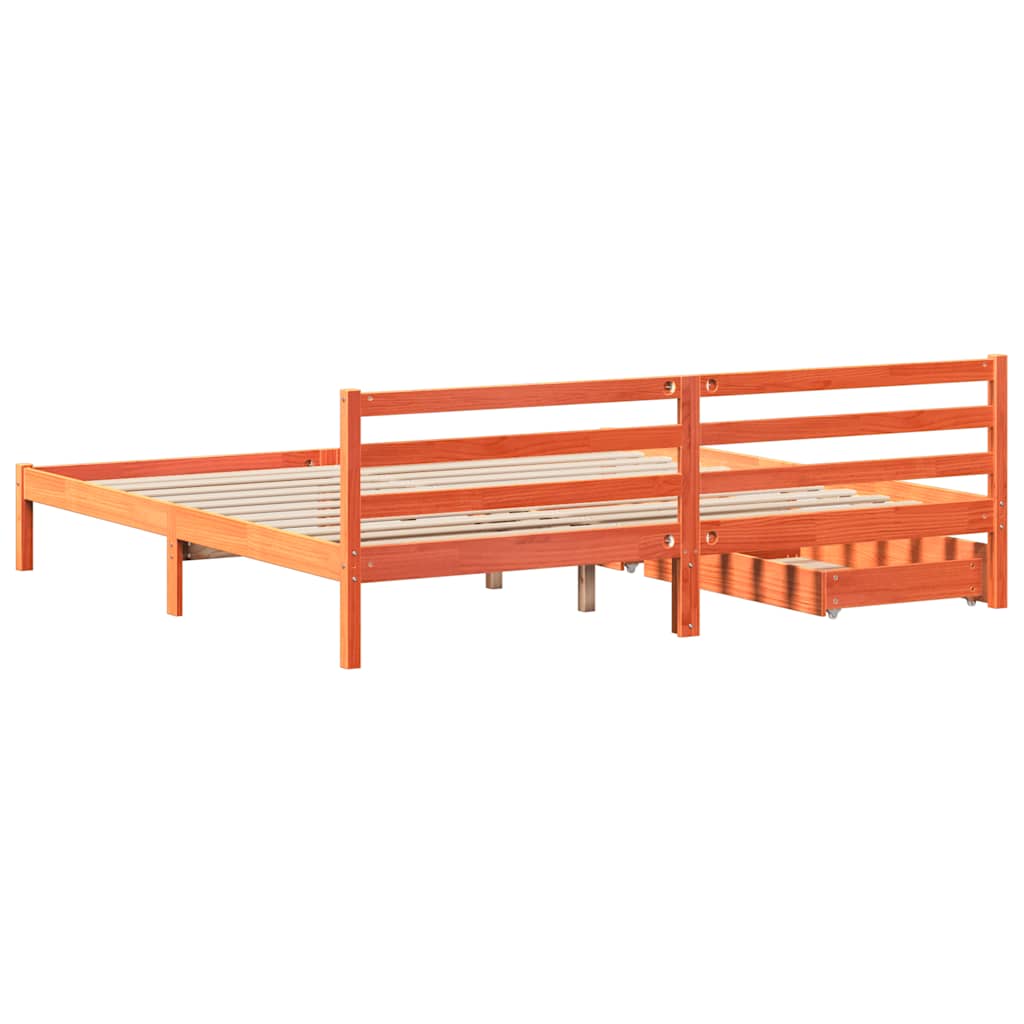 viaszbarna tömör fenyőfa ágy matrac nélkül 200 x 200 cm