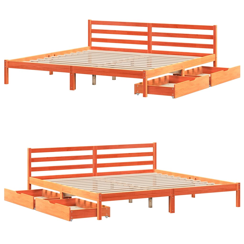 viaszbarna tömör fenyőfa ágy matrac nélkül 200 x 200 cm