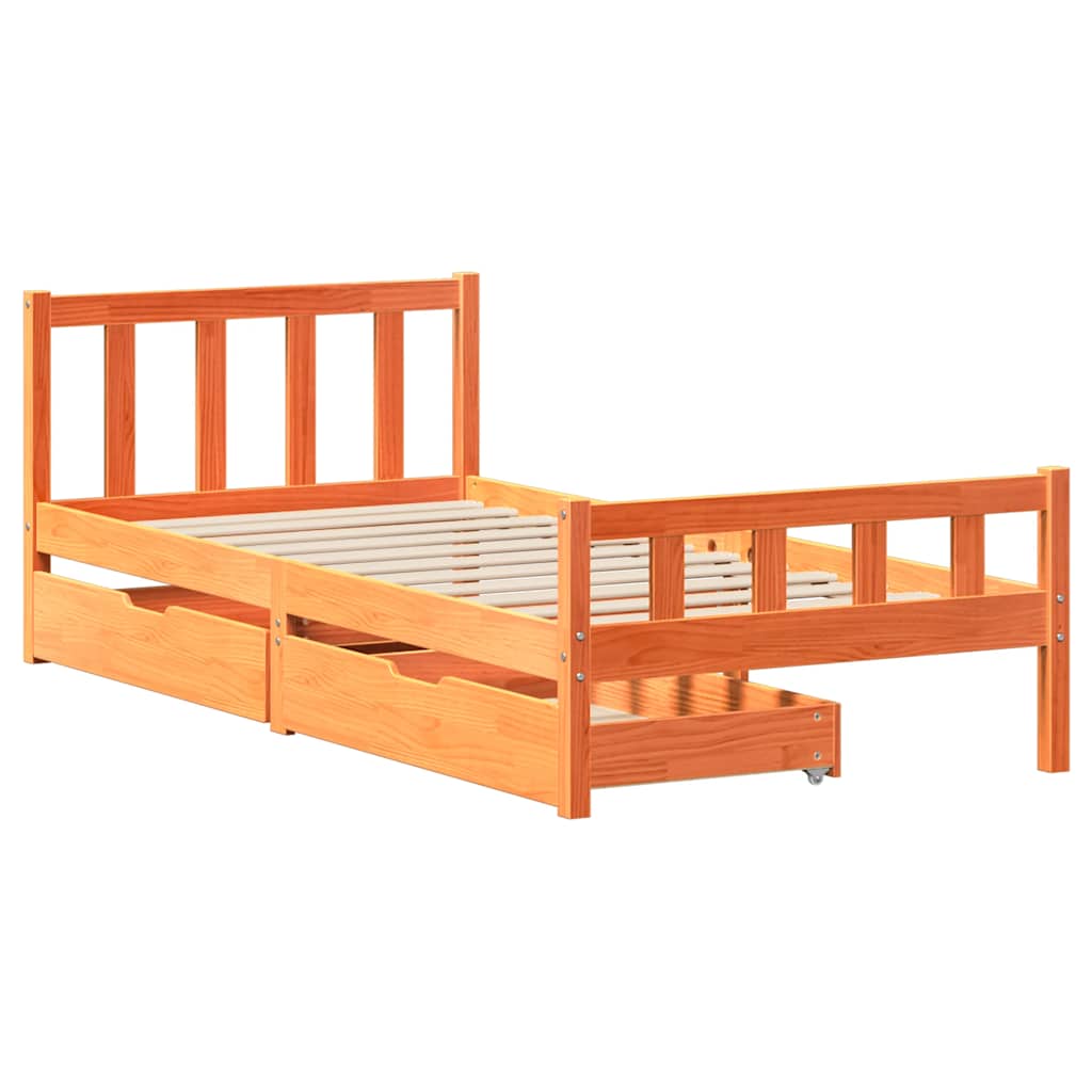 viaszbarna tömör fenyőfa ágy matrac nélkül 75 x 190 cm