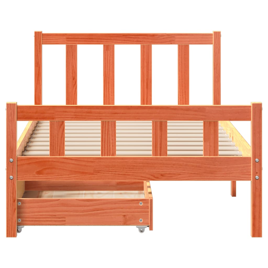 viaszbarna tömör fenyőfa ágy matrac nélkül 75 x 190 cm