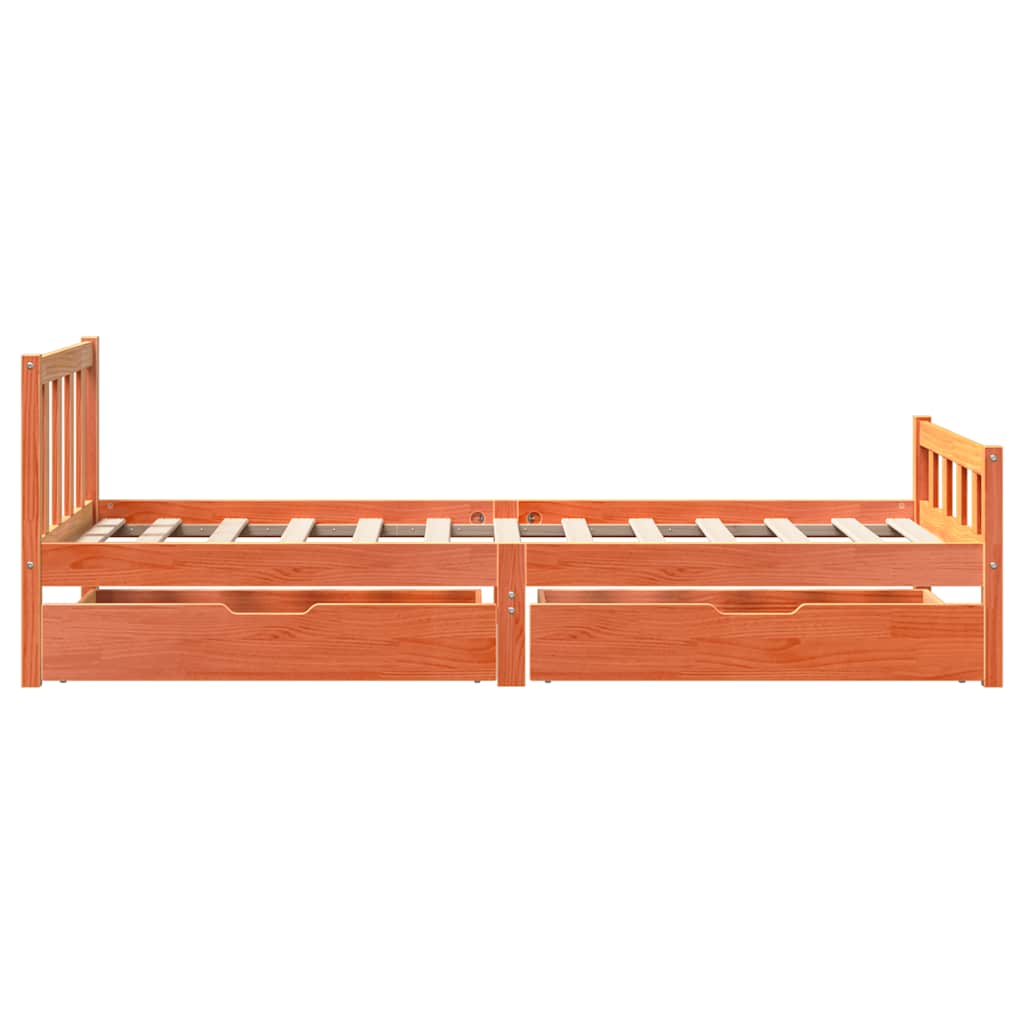 viaszbarna tömör fenyőfa ágy matrac nélkül 75 x 190 cm