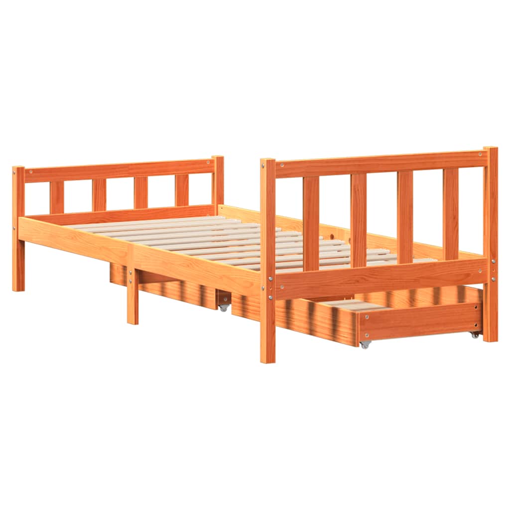viaszbarna tömör fenyőfa ágy matrac nélkül 75 x 190 cm