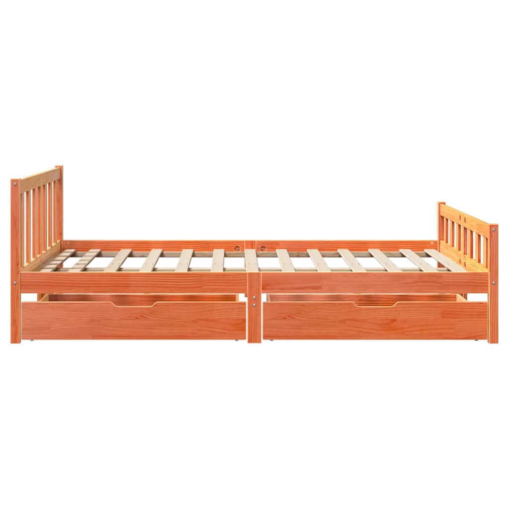 viaszbarna tömör fenyőfa ágy matrac nélkül 150 x 200 cm