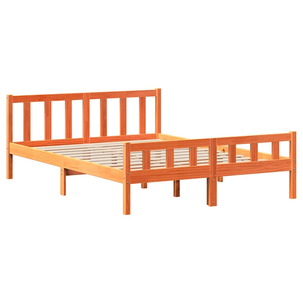 viaszbarna tömör fenyőfa ágy matrac nélkül 150 x 200 cm