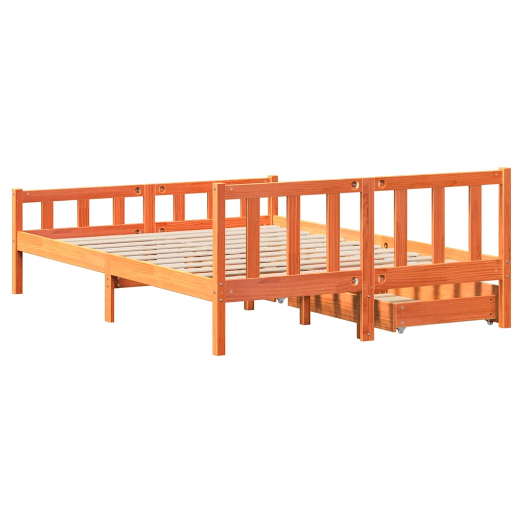 viaszbarna tömör fenyőfa ágy matrac nélkül 160 x 200 cm