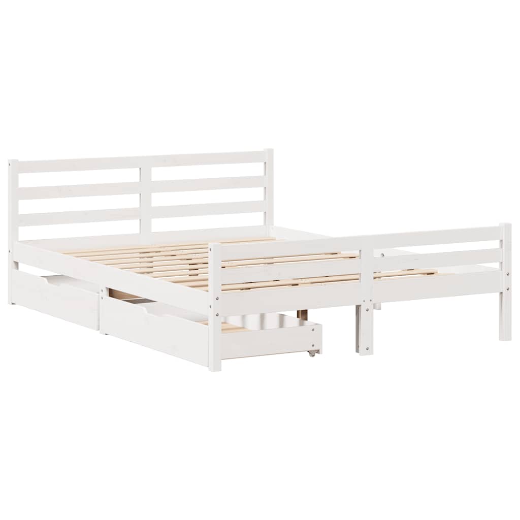 fehér tömör fenyőfa ágy matrac nélkül 135 x 190 cm