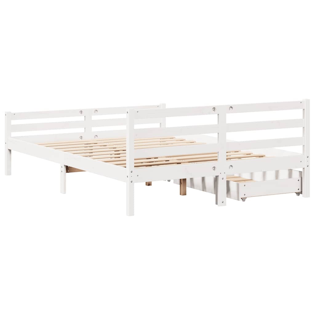 fehér tömör fenyőfa ágy matrac nélkül 135 x 190 cm