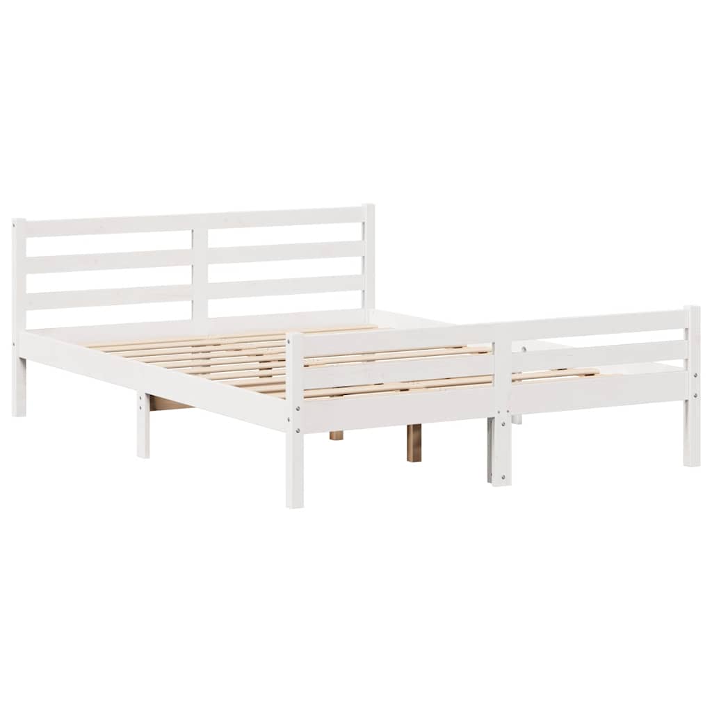 fehér tömör fenyőfa ágy matrac nélkül 135 x 190 cm