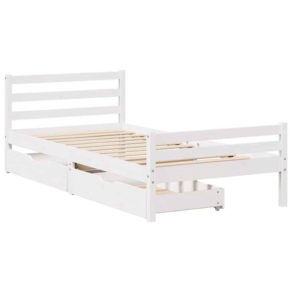 fehér tömör fenyőfa ágy matrac nélkül 100 x 200 cm