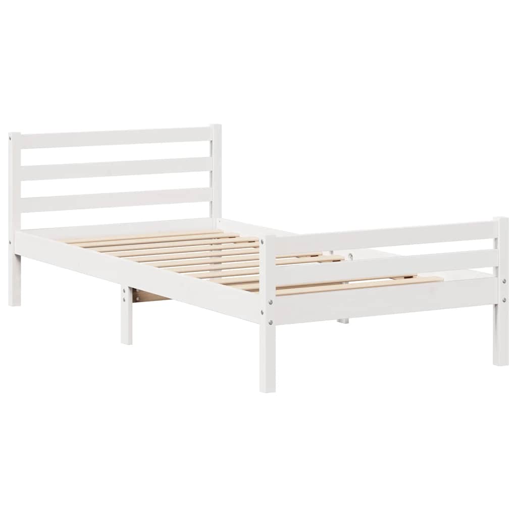 fehér tömör fenyőfa ágy matrac nélkül 100 x 200 cm