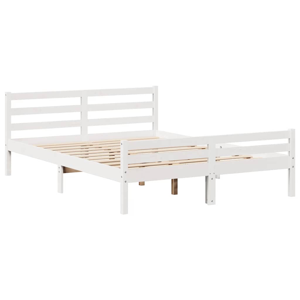 fehér tömör fenyőfa ágy matrac nélkül 150 x 200 cm