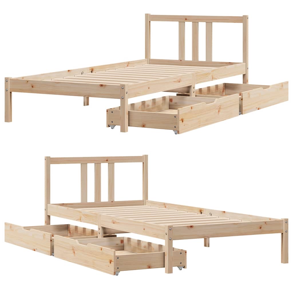 tömör fenyőfa ágy matrac nélkül 75 x 190 cm