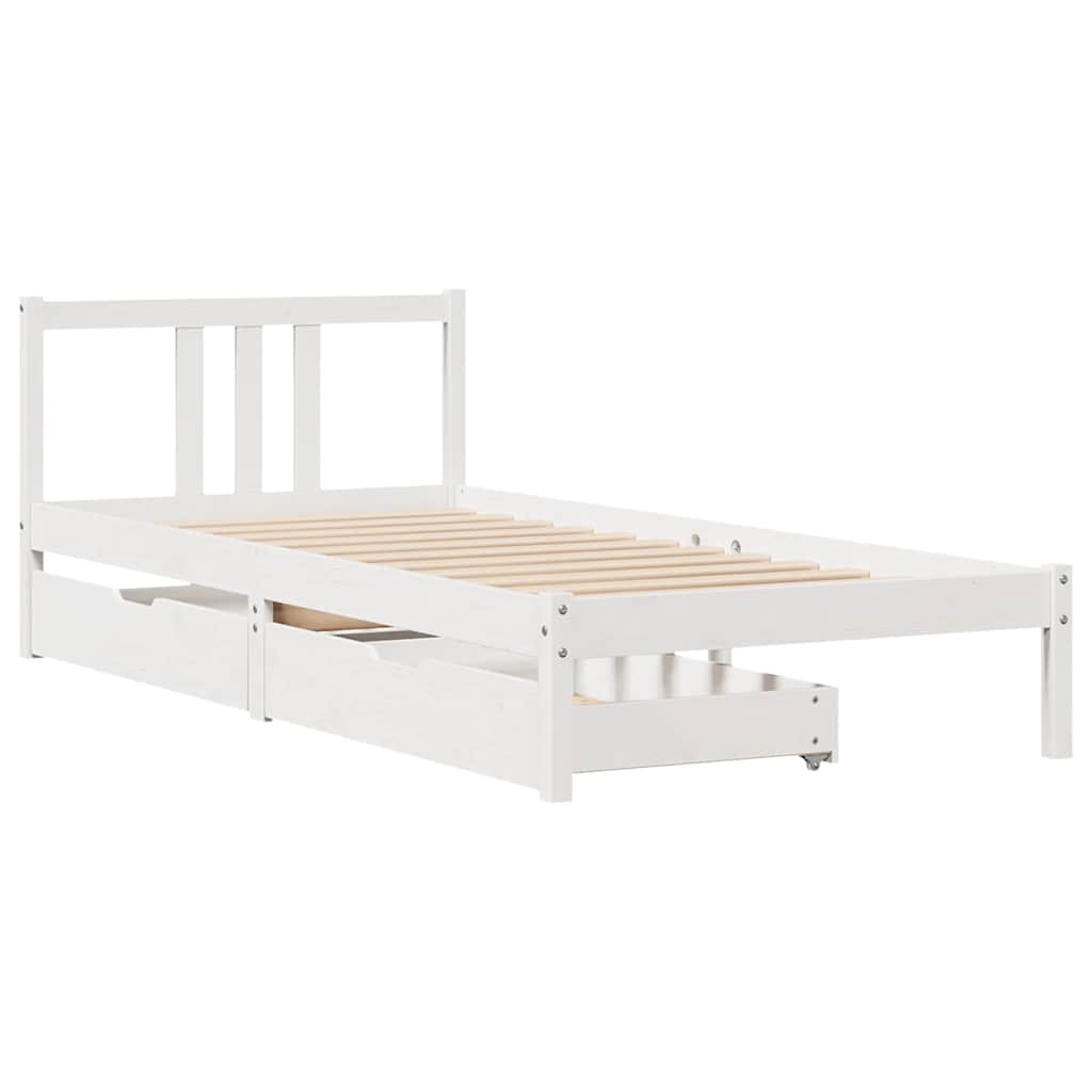 fehér tömör fenyőfa ágy matrac nélkül 90 x 200 cm