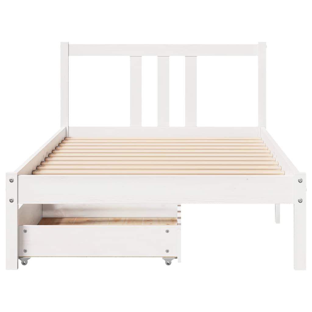 fehér tömör fenyőfa ágy matrac nélkül 90 x 200 cm