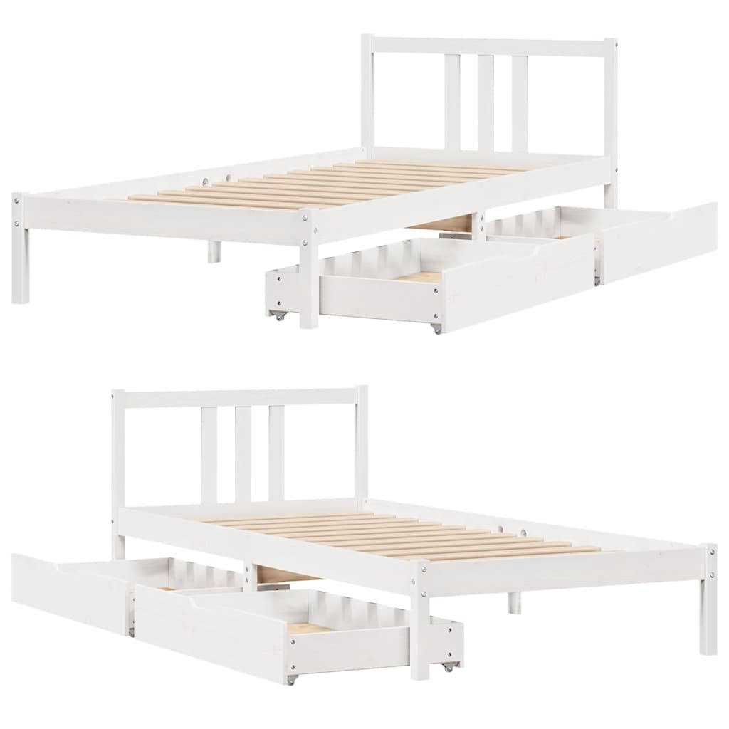 fehér tömör fenyőfa ágy matrac nélkül 90 x 200 cm