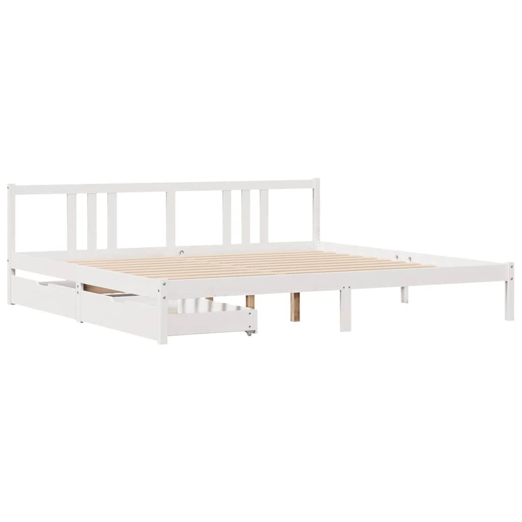 fehér tömör fenyőfa ágy matrac nélkül 200 x 200 cm