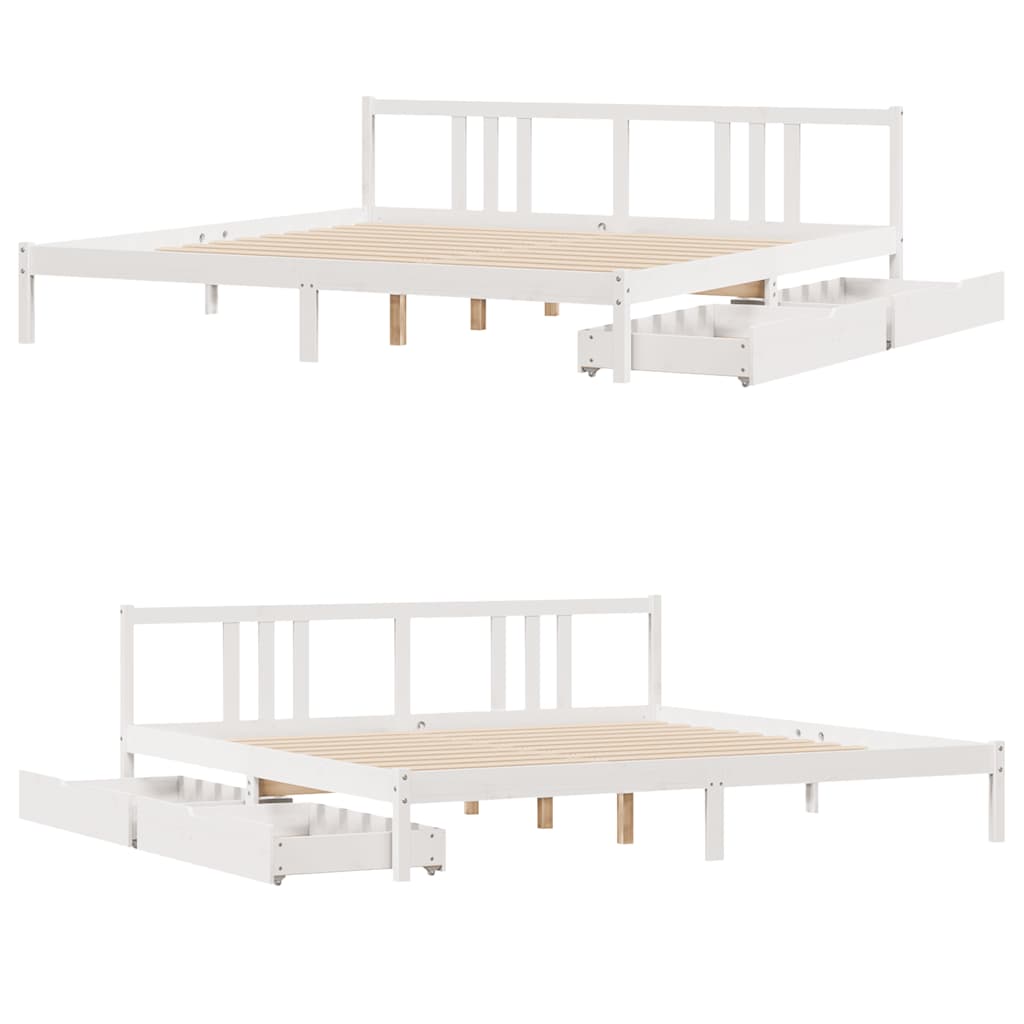 fehér tömör fenyőfa ágy matrac nélkül 200 x 200 cm